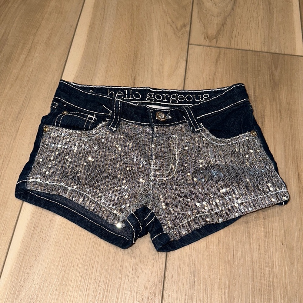 EUC Girls Size 6 Hello Gorgeous Brand Sequin Shorts with pockets & stretch Nords